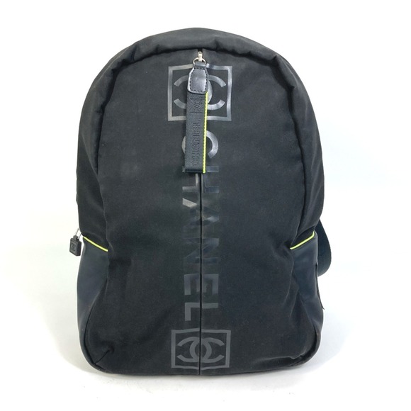 Chanel Sports line Backpack Backpack Black x neon yellow - Picture 1 of 10